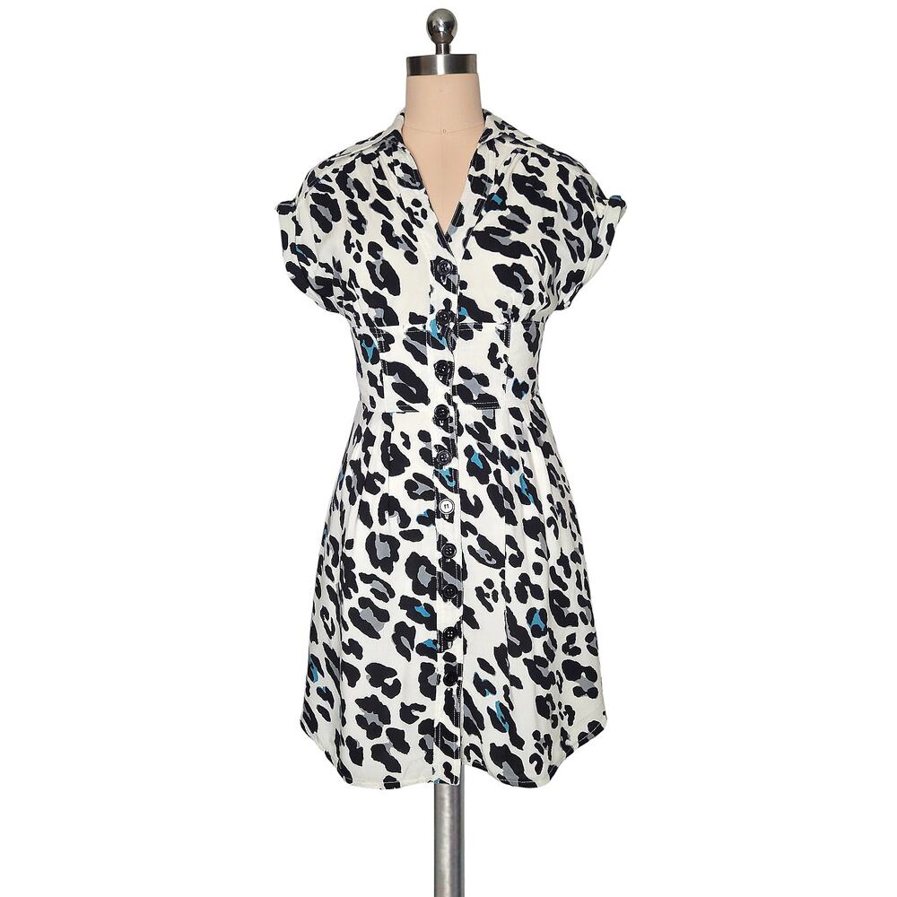 CRYSTAL CANDY Trendy Fun Boutique Animal Print Button Up Dress - Small